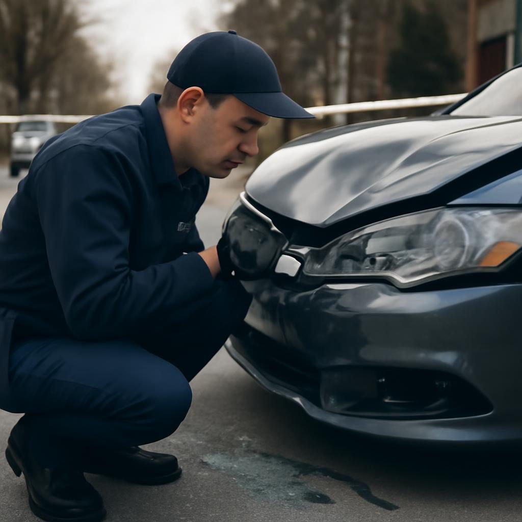 Осмотр повреждений автомобиля после ДТП